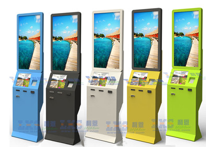 43 Inch NFC Card Dispenser Hotel Kiosk Check Out Kiosk With Card / Cash Payment Managemente