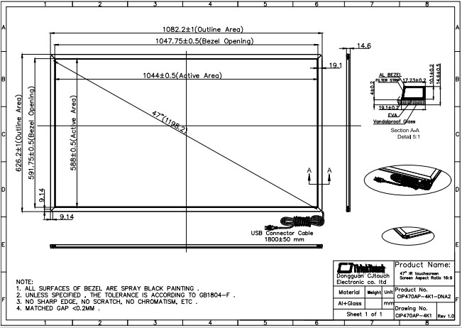 Practical Antiglare Infrared Multi Touch Screen , 10 Point IR Touch Screen Overlay