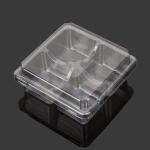 4 Compartment 12*12*5cm Plastic Pastry Packaging