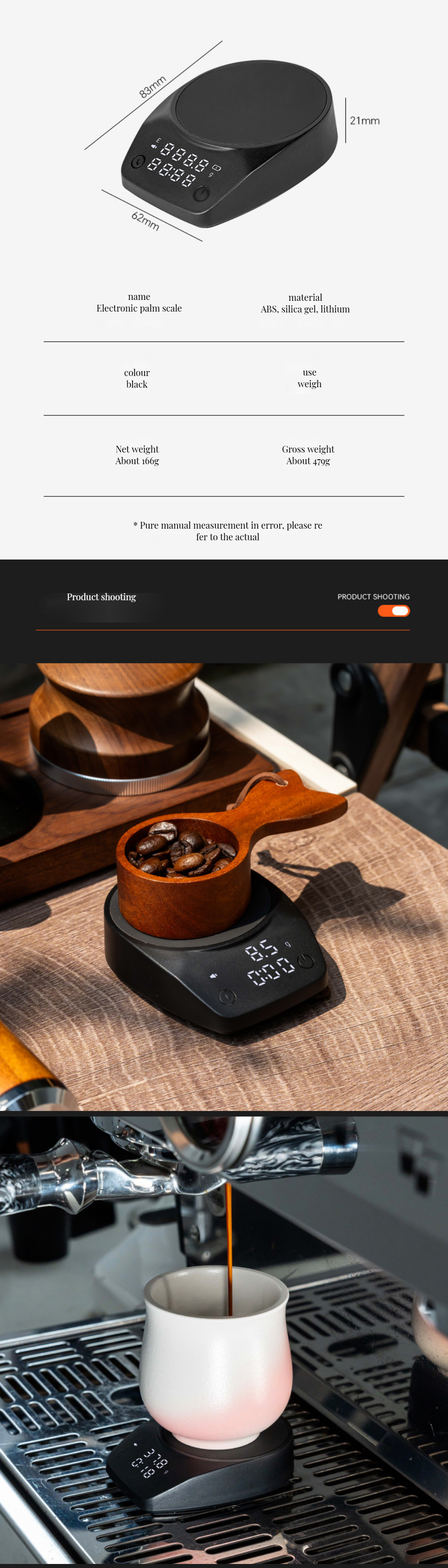 Accurate Measurements Kitchen Coffee Scale with Timer Type-C Charging Stocked Feature