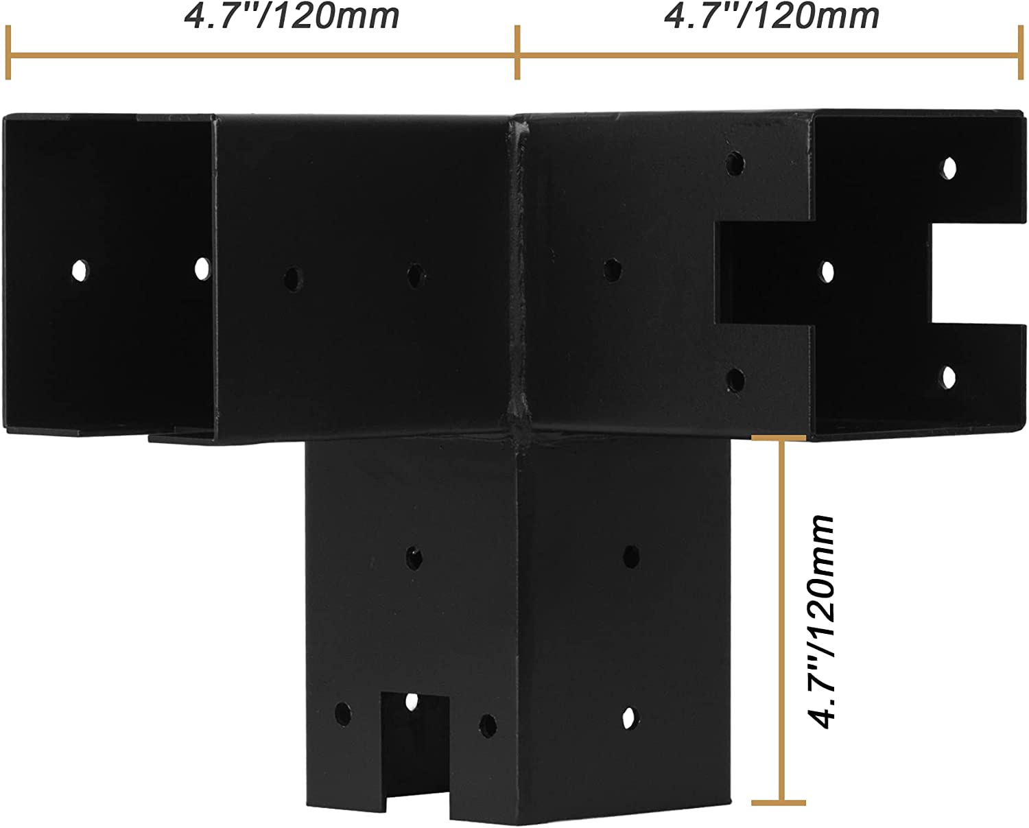 3 arm right angle pergola corner bracket for 4x4 wood posts extension modular size pergola brackets