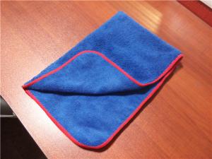 Quality Blue color 16&quot;x24&quot; microfiber microfibre car cleaning detailing towels/cloth with red edge wholesale