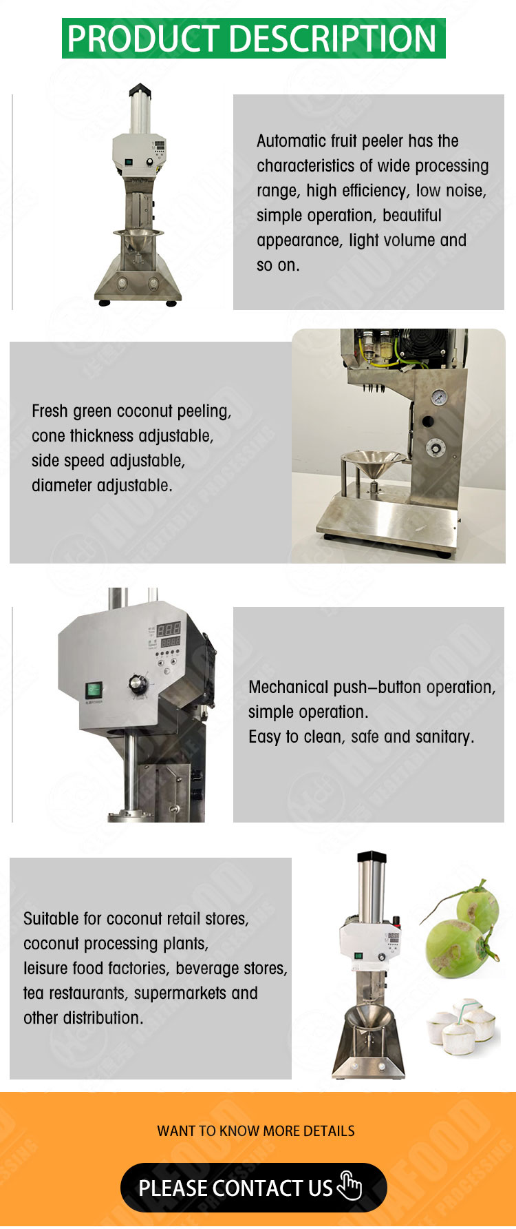 Electric Vegetable Peeling Machine Coconut Processing Equipment