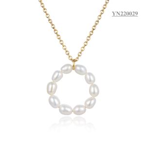 Quality Luxury Brand 14k Gold Plated Necklaces 10 Pearls Round Pendant Necklace wholesale