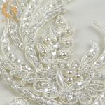 White Embroidered Lace Fabrics 20% Polyeter Handmade Water Soluble\