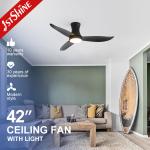 Remote Controlled 42 Inch LED Ceiling Fan with ABS Blades and 3 Color Light