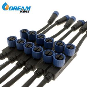 Quality M15 4 Way IP67 Waterproof Splitter Y Cable 2-Pole Wire 2-Pin Cable For Line Area Indoor/Outdoor LED Light wholesale