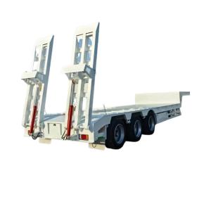 Quality Lowbed Truck Trailers 60 Ton Semi 3 Axles Flatbed Gooseneck Excavator Transport wholesale