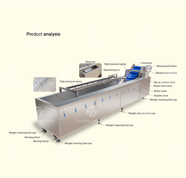 SS Fruit Bubble Washing Machine Commercial Vegetable Cleaning Equipment
