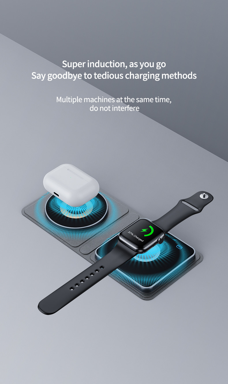 15W Foldable Wireless Charging Pad with Magnetic Charging Rated Output Power 20W