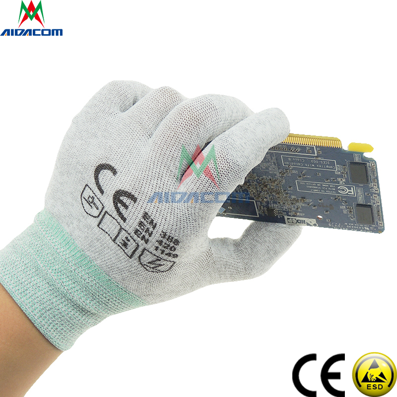 XS XXL Latex Nylon 40D PU Palm ESD Safety Gloves