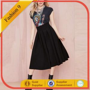 Quality Black Pleated Midi Skirt wholesale
