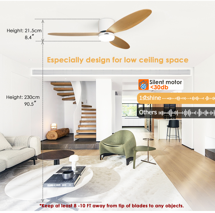 1stshine 52 Inches LED Ceiling Fan with Light and Remote Control Home Office Lightin