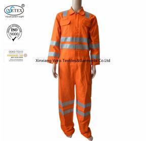 Quality 8.8oz Orange Fr Reflective Coveralls / Arc Flash Safety Flame Resistant Jumpsuit wholesale