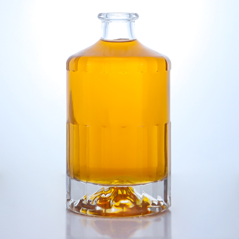 Whisky Liquor Glass Bottle with Unique Shape and T-Cork Closure