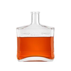 Quality 500ml Glass Collar Square Vodka Whisky Bottle Wine Glass Bottle wholesale
