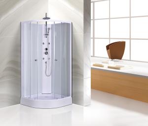 Quality Customized Corner Shower Stall , Curved Corner Shower Units White Painted Profiles wholesale