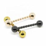 Gold Black Tongue Ring Piercing 14G 16mm Rose Gold Screw Barbell