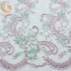Quality Attractive French 3D Embroidery Lace Fabric Beaded 80% Nylon wholesale