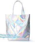 Reflective laser PU leather bag, Iridescent Tote, Fashion Holographic Handbag,