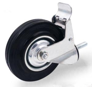 Quality 5 inch threaded stem casters with brakes industrial rubber casters wholesale