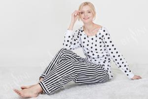 Quality Comfortable Dotted Womens Pyjama Sets Long Sleeve Top And Pants Soft Handfeel wholesale