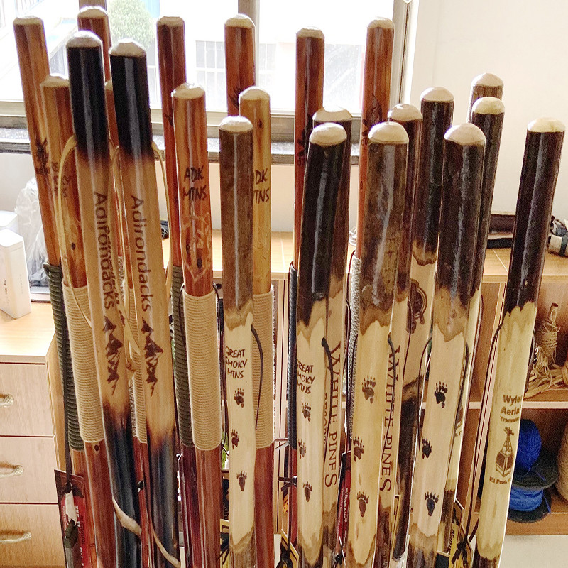 Outdoor Peach Wood Walking Cane , Straight Handle Wooden Walking Stick For Old Person