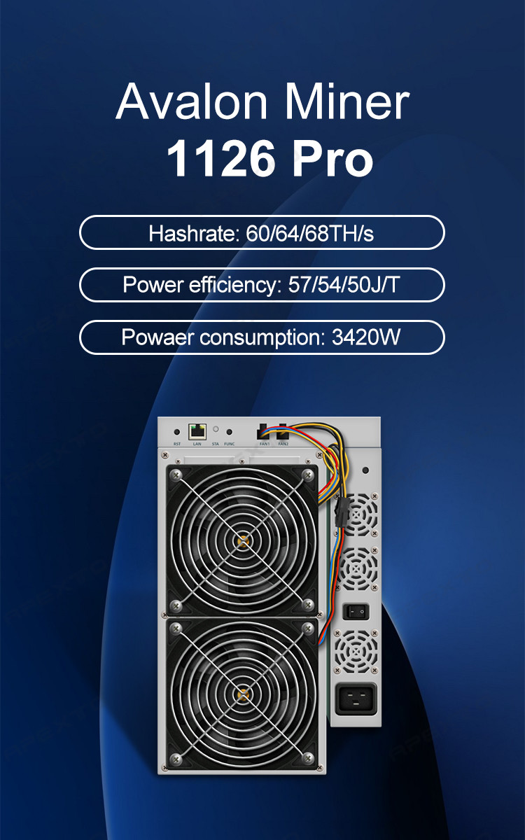 BTC Ethernet ASIC Mining Machine Used Avalon 1126 64T 3420W