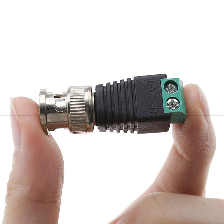 2 Pin Solderless Screw Terminal BNC Male Female Connector Power Adapter for CCTV Camera