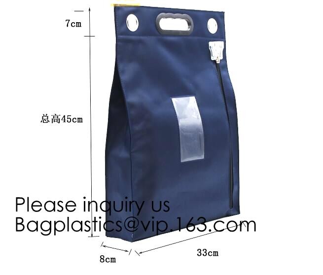 Zipper Vinyl PVC Leather Bank Deposit Bags Bank Deposit Bag With Key Ring,Locking Courier Bag 1000 Denier Nylon Combinat