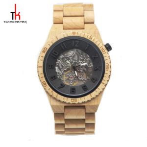Quality Luxury Maple Wood Automatic Wrist Watch With Time Display Function wholesale