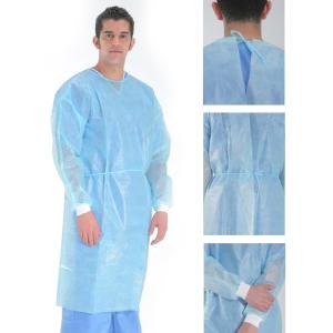Quality SMS White Non Woven Isolation Gown Knit Cuff Pe Coated wholesale