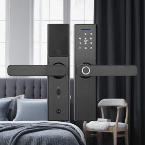 Quality Electric Digital Door Lock Eu Standard Fingerprint Handle Door Lock Waterproof wholesale