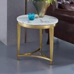 Modern Round Stainless Steel Marble Living Room Sofa Side Table
