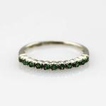 Women Jewelry Sterling Silver Pave Created Emerald Band Ring (FR0164)