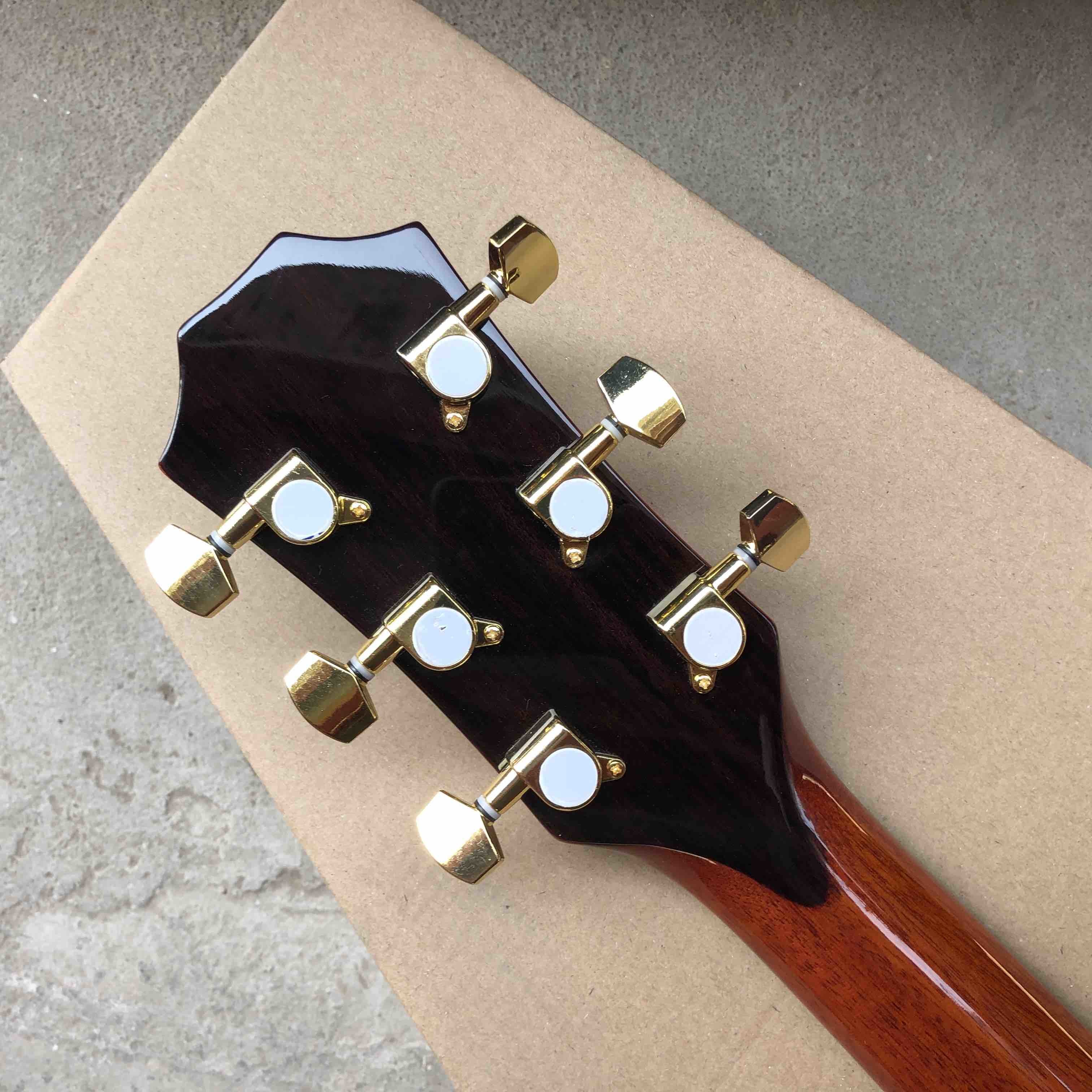 Custom 41"Acoustic Guitar Arm Rest Abalone Ebony Fingerboard Matte Finish Solid Spruce Top Electric Acoustic Guitar