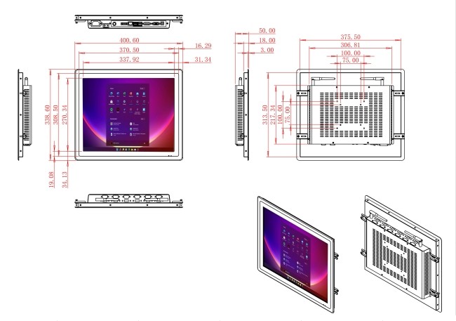 17-Inch Embedded Windows Display for Security Systems and Industrial Monitoring