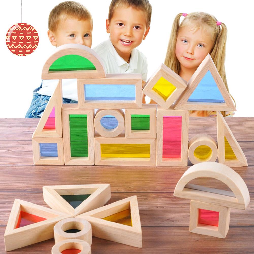 Acrylic Educational 24pcs Rainbow Building Blocks For Kids Gift
