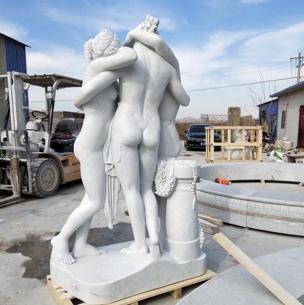 Stone carving figure sculpture white marble three lady statue ,stone carving