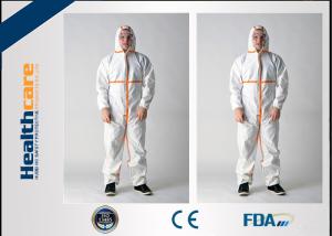 Quality Microporous Disposable Hooded Coveralls Breathable White With Shoe Cover Anti - Dust wholesale