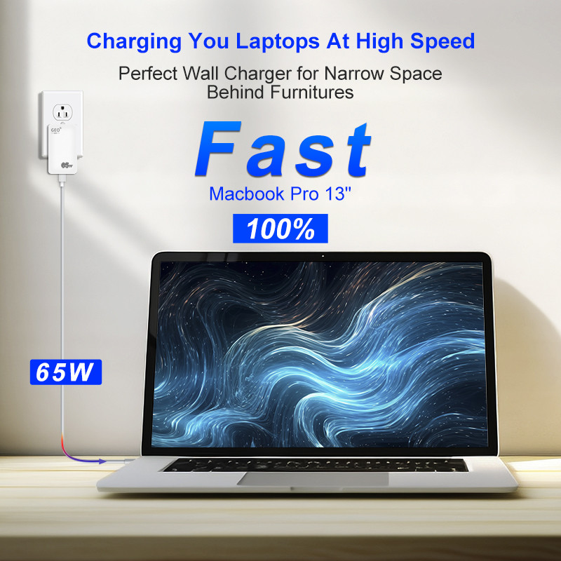 20V 3.25A PD 65W GaN Charger USB C QC3.0 Fast Charger For Laptop Phone