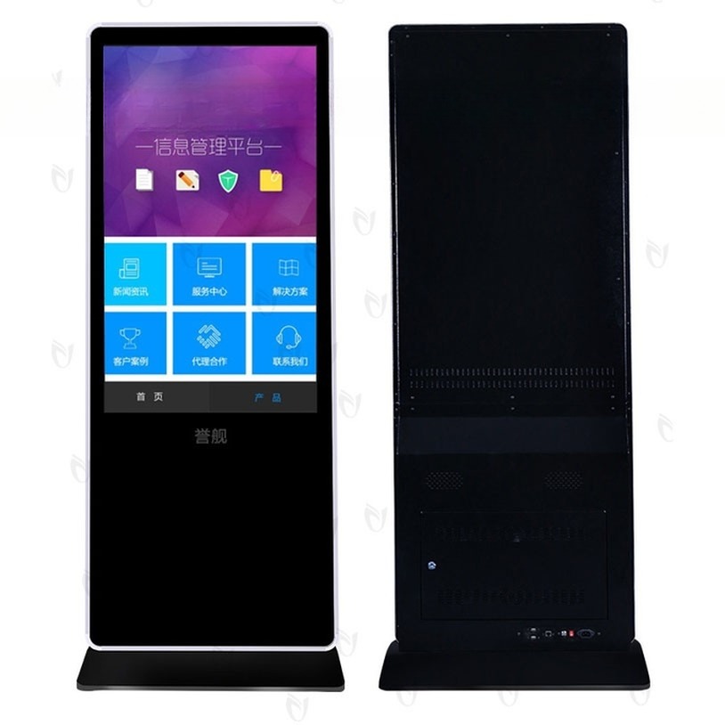 Ground standing 4K UHD 49" 50" inch LCD All-In-One capacitive touchscreen PC kiosk CAPT touch monitor with Android or Win10 PC