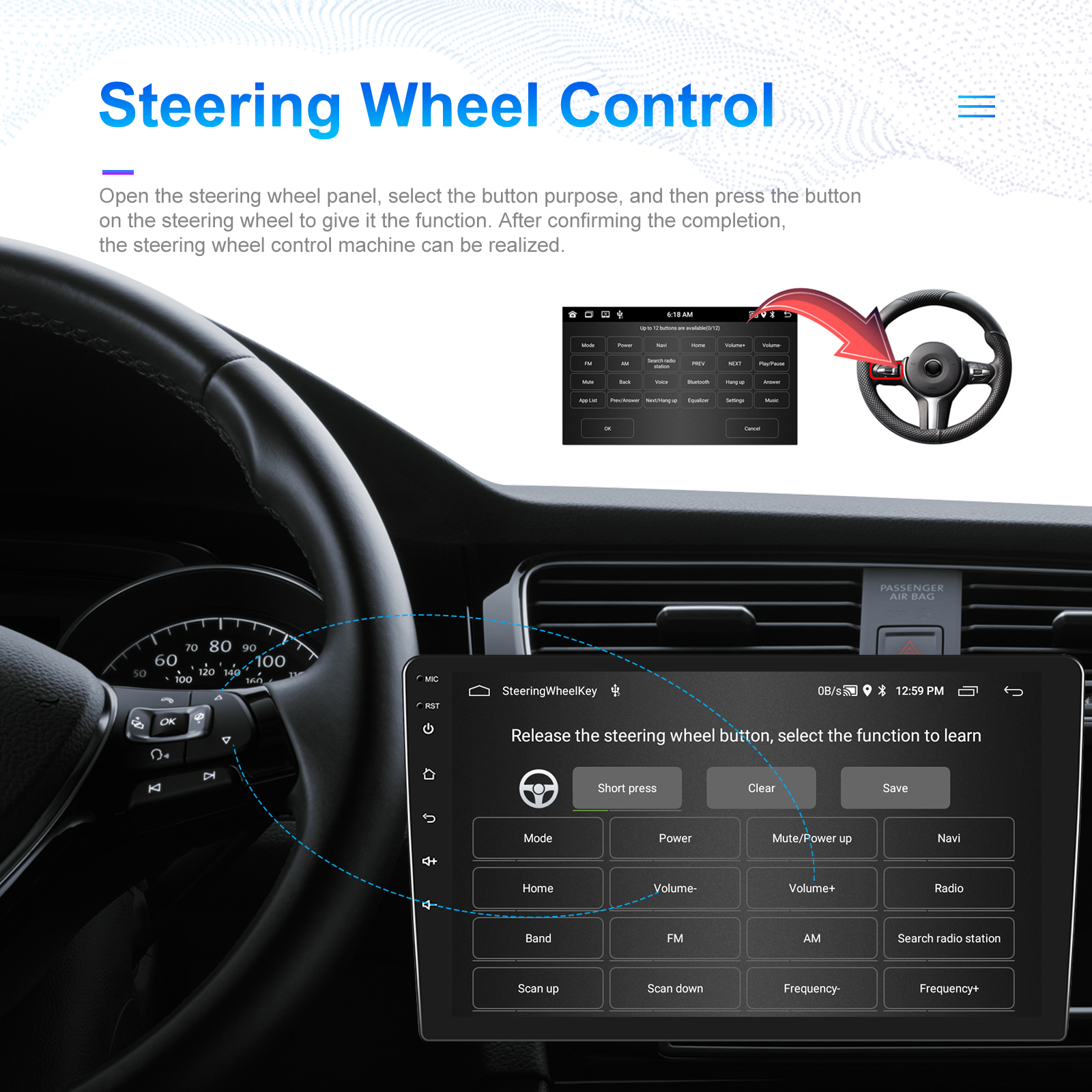7/8/9/10/12/13 inch Wireless CarPlay Android Player with Build-in 2DIN GPS Navigation
