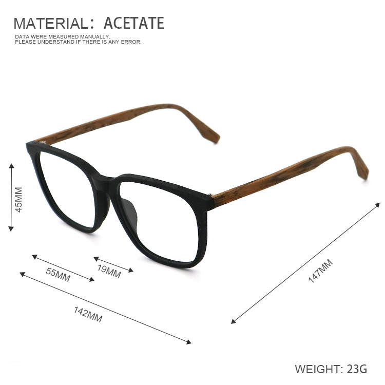 2024 Unique Polygons Wood Grain Acetate Glasses Frame MR 8082