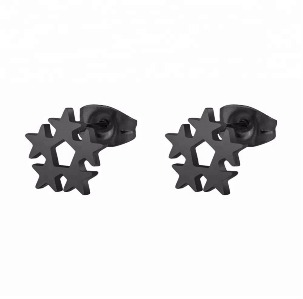 Customized Earring Surgical Stainless Steel Titanium Silver Gold Black Plated Star Stud Earrings