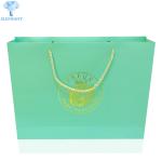 Green C2S Art Paper Gift Bags With Handles Biodegradable