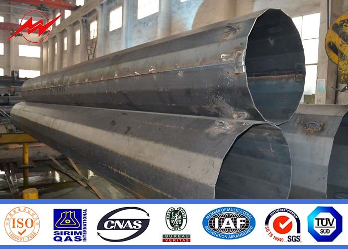 ASTM A36 5mm Steel Power Pole , Electric Light Pole Hot Dip Galvanization