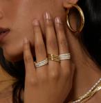 18K Gold Plated Stacking Wedding Eternity Band Ring for Women 925 Sterling