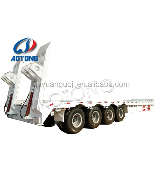 Aotong's 45-80tons 2/3/4 Axles Low Bed Semi-Trailer for Digger Durable Steel Material
