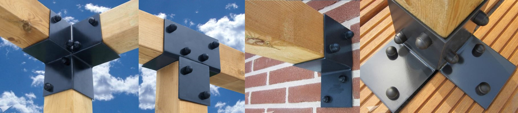 Sturdy and Durable Post Wood 3-way Corner Bracket for Pergola